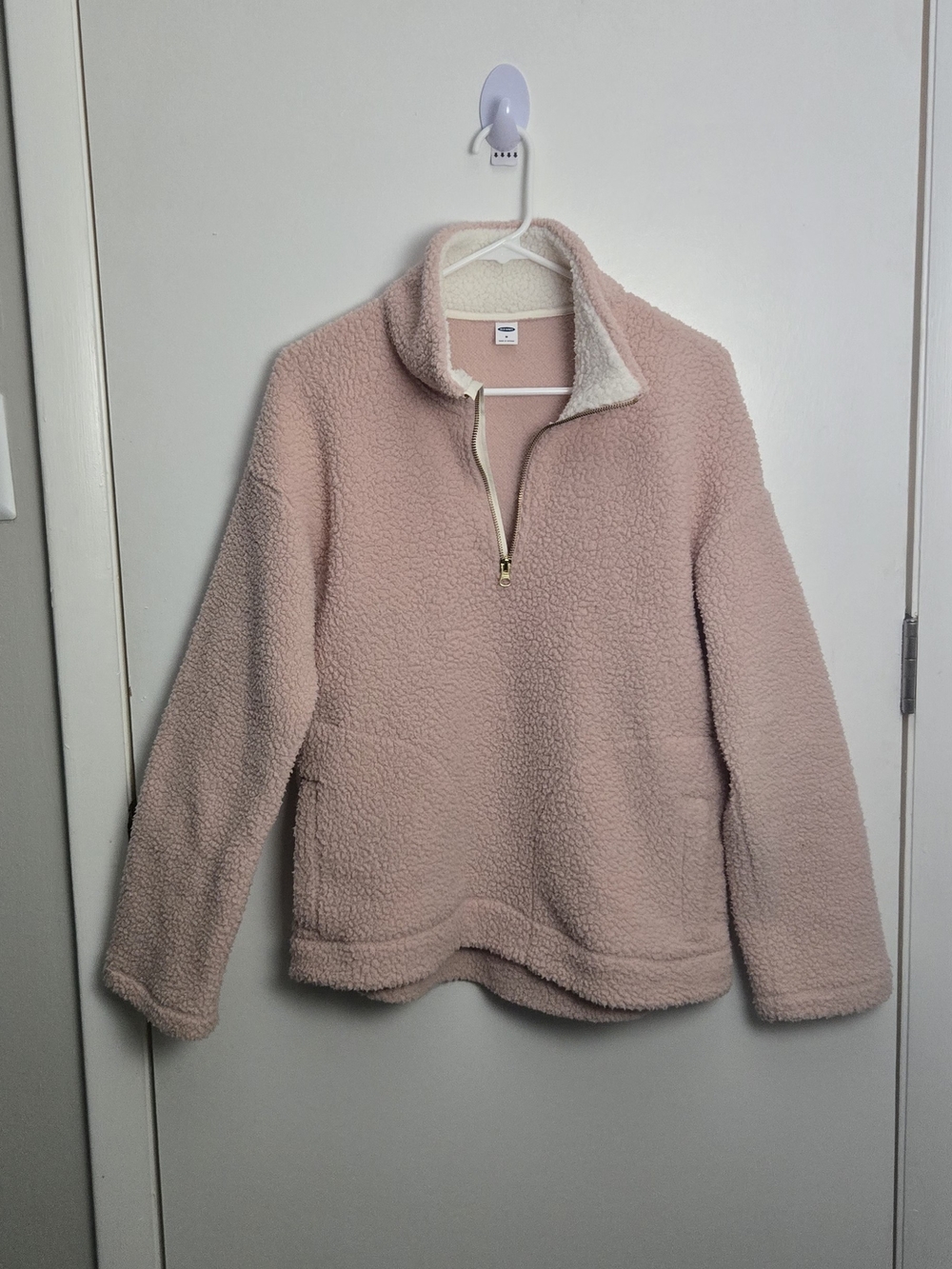 Old Navy Blush Pink Sherpa Quarter-Zip Pullover